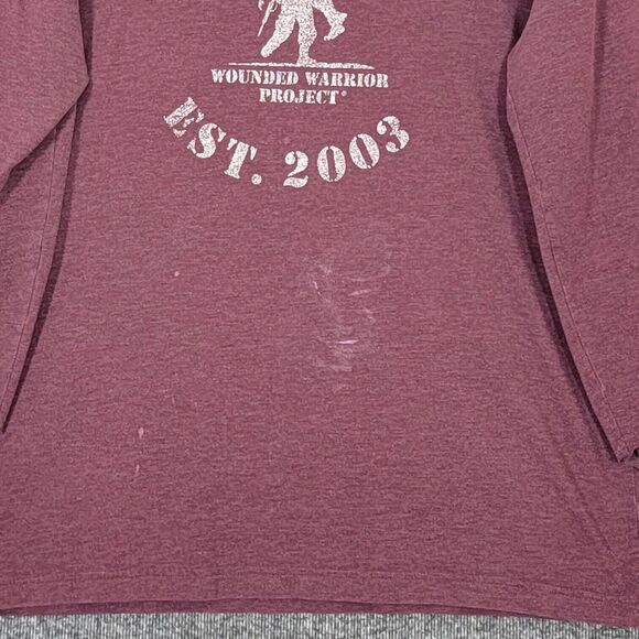 Under Armour T-Shirt Mens Large Maroon Wounded Warrior Project 3/4 Sleeve Loose - Picture 3 of 14